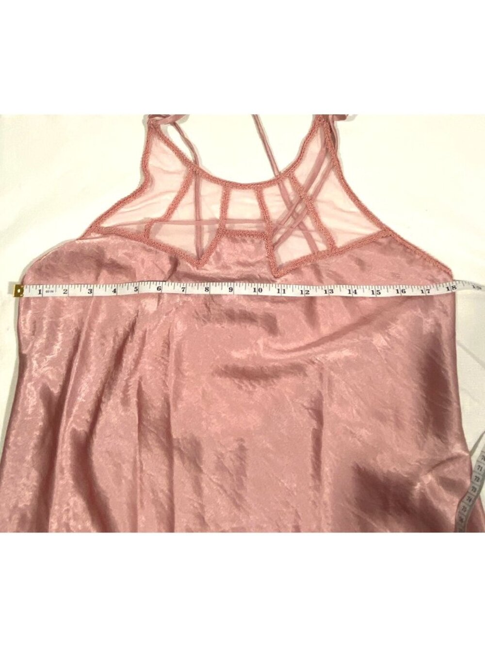 Vintage Victoria Secret gold label Satin Pink slip Dress Sheer Halter Neck L - Picture 11 of 12